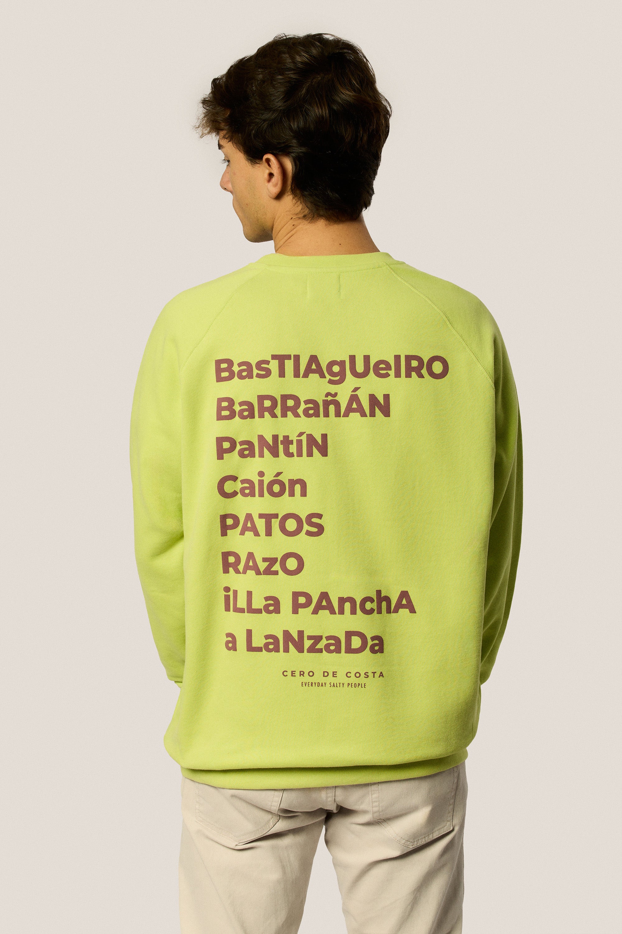 SUDADERA VERDE/MALVA "CERO DE COSTA" PLAYAS SURF